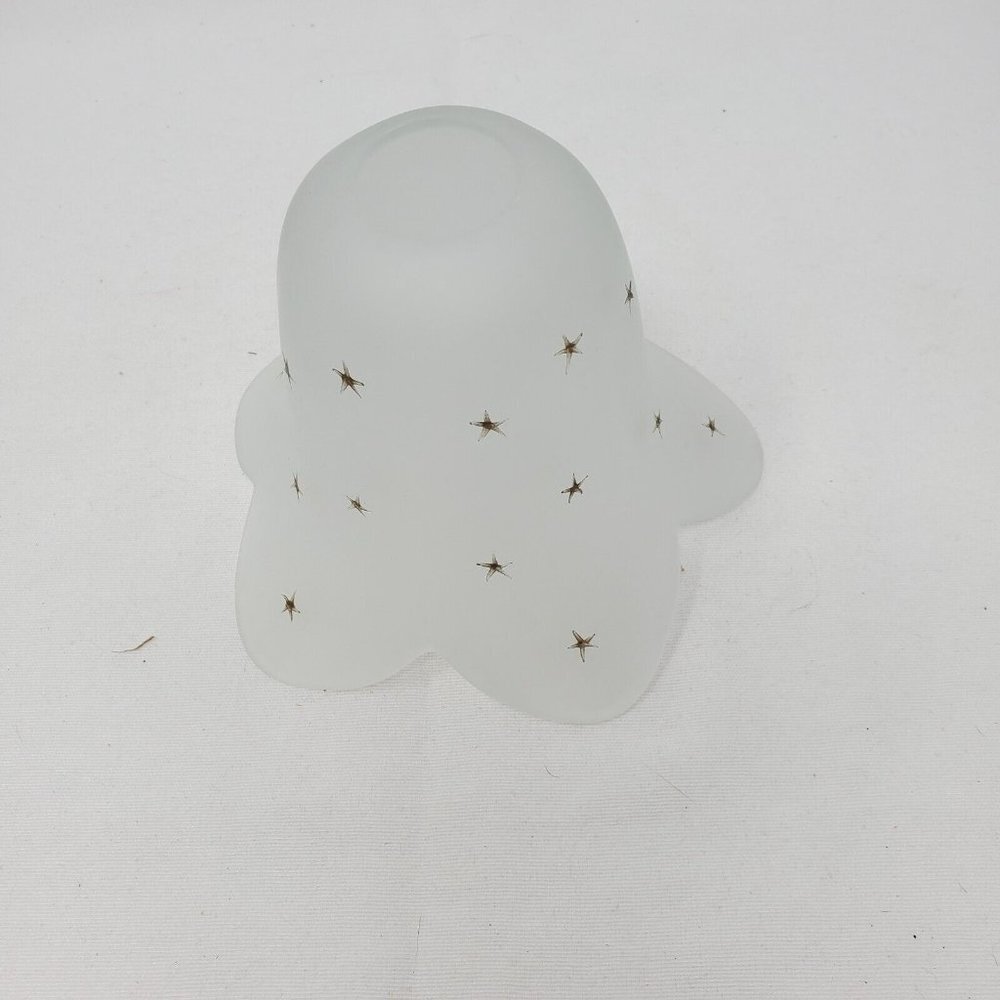 PartyLite White Satin Glass Frosted Tulip Candle Holder Gold Stars - Picture 5 of 11